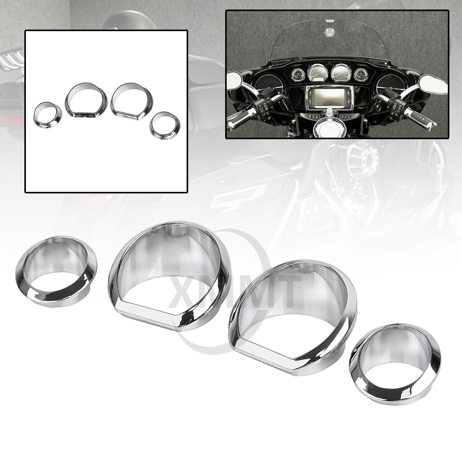Moto Chrome Gauge Bezel Trim For Harley Electra Glide FLHTCU Ultra Limited FLHTK