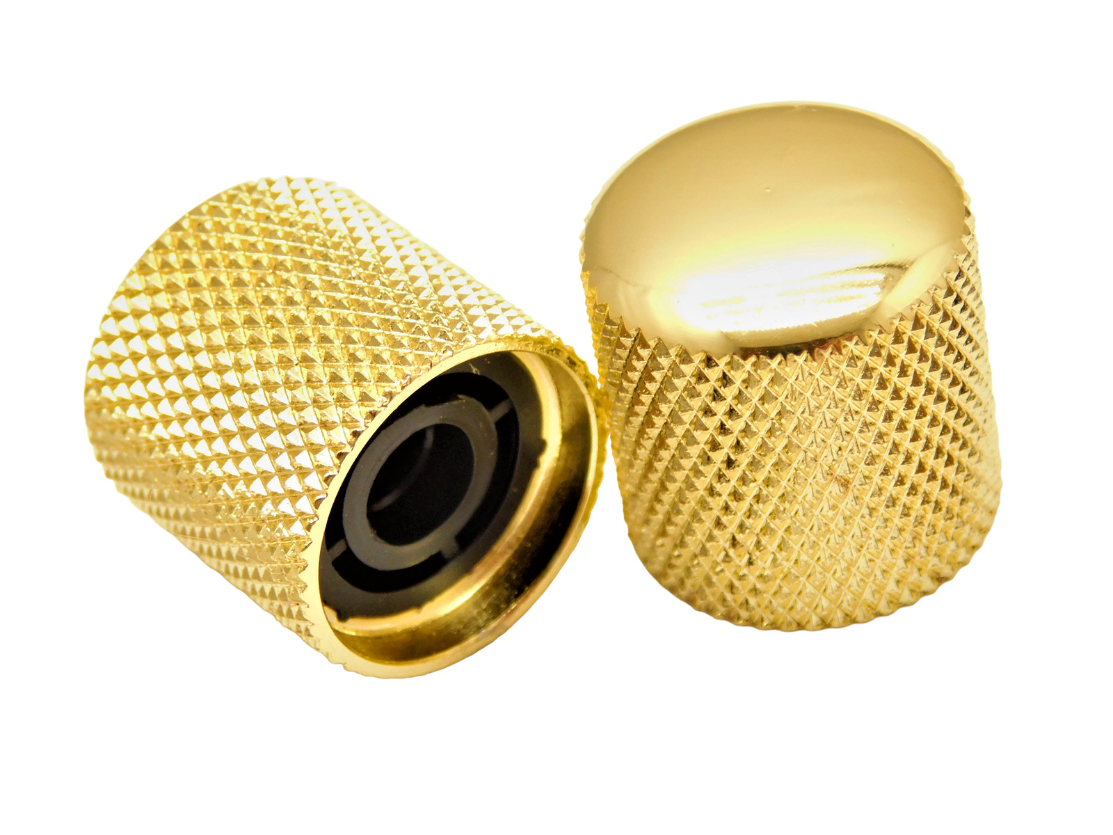 Gold Tele Dome Top Barrel Knobs (Fits Metric) Push On 2pc.
