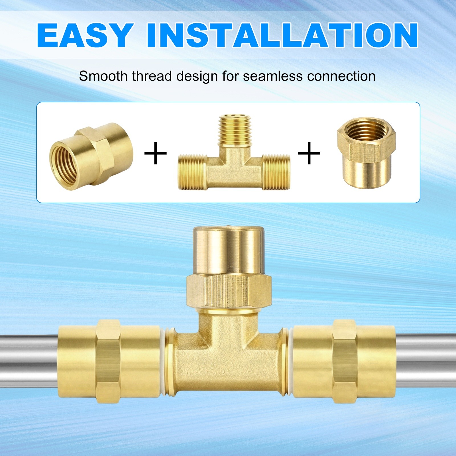 2-Pack Brass Pipe Fitting, 1/8 Inch NPT Female Thread Hex End Cap