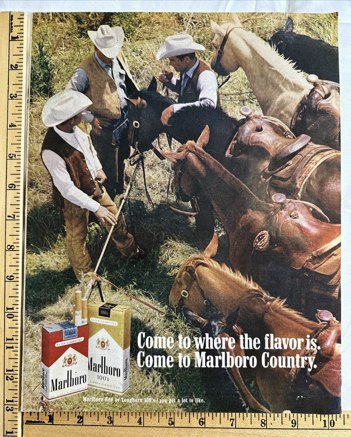 10x13in Marlboro Original Vintage Advertisement Cigarettes Cowboy Man Print Ad