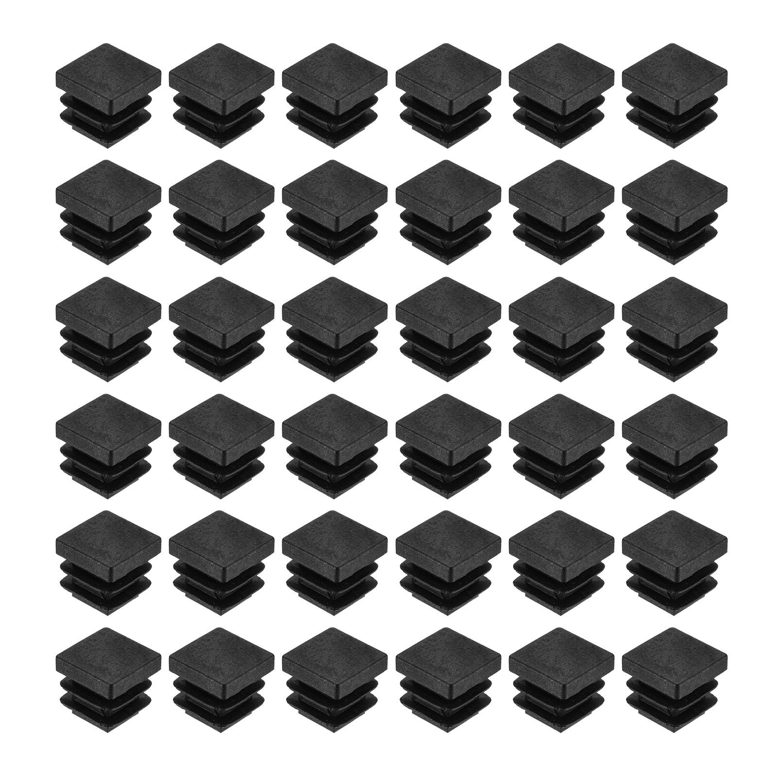 38Pcs Square Plastic Plugs, 15.5 x 15.5mm PE Pipe Tubing End Caps for Tube,Black