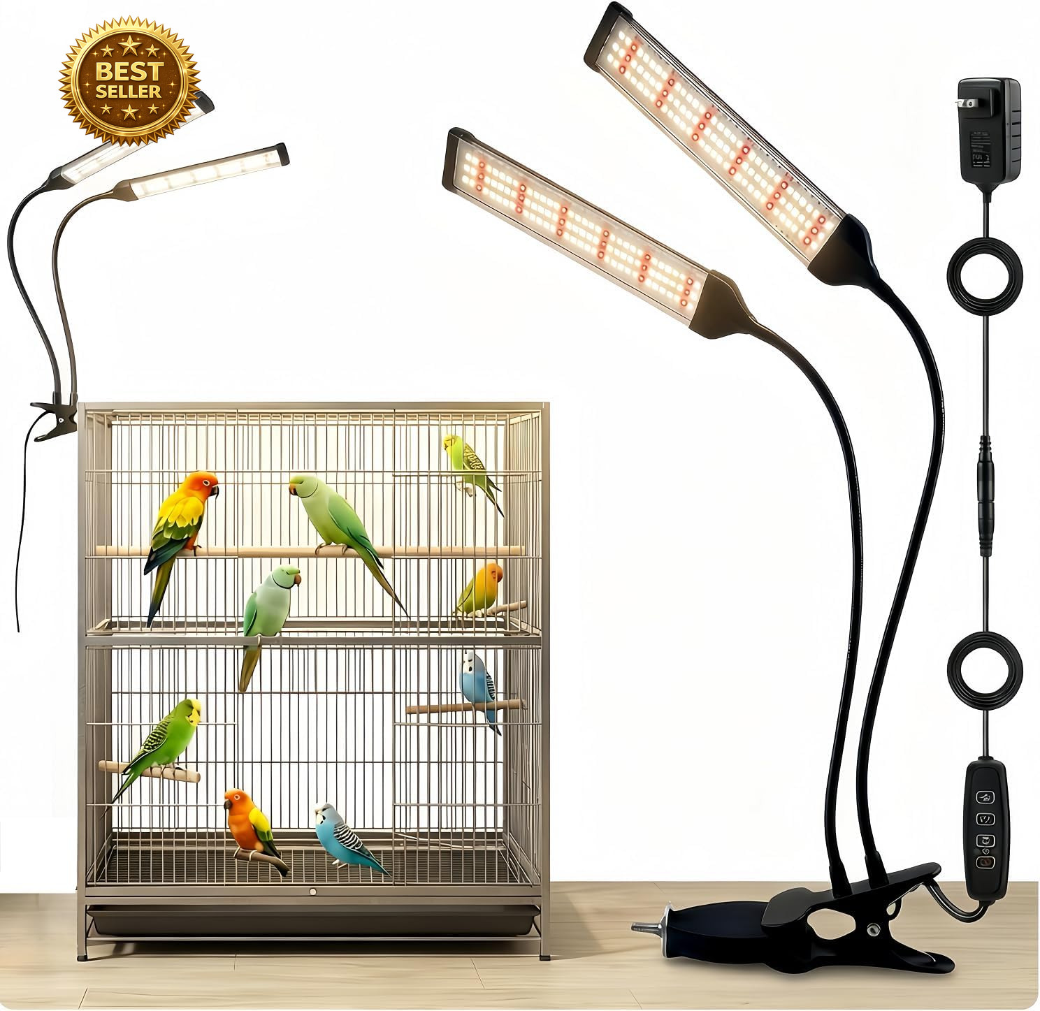 Bird Health Cage Supplementary Light with Full-Spectrum LED Pet Light, Intellige