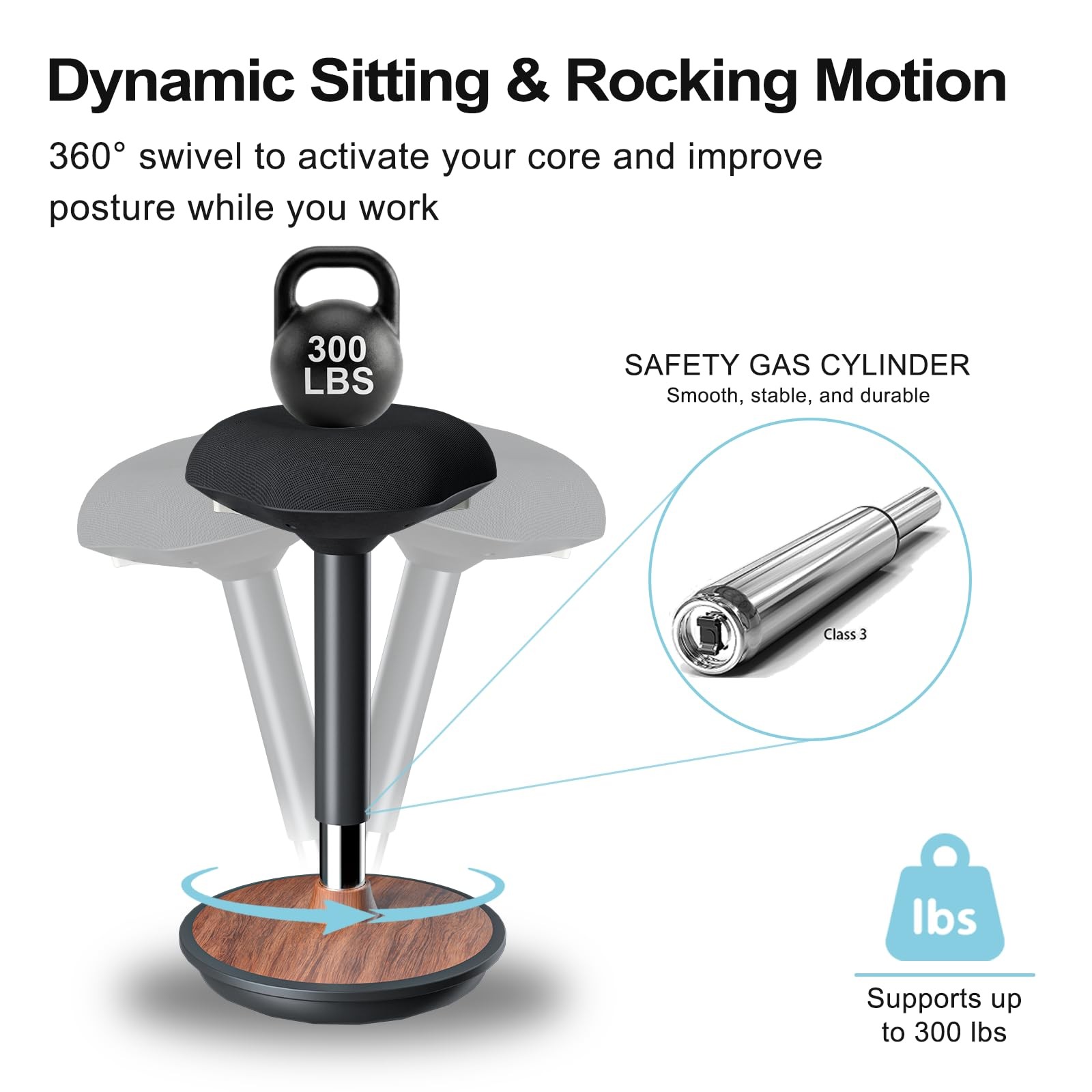 Adult Wobble Stool - Anti-Fatigue Standing Desk Stool with 360° Rocking Non-S...
