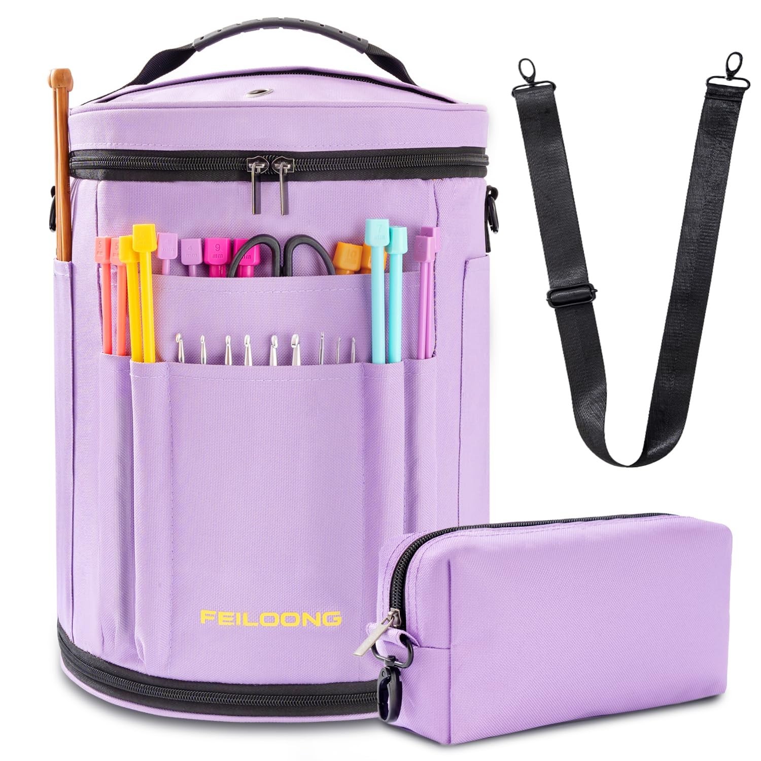 FEILOONG Yarn Bag Organizer, Expandable Crochet Bag Storage Large Knitting Ba...
