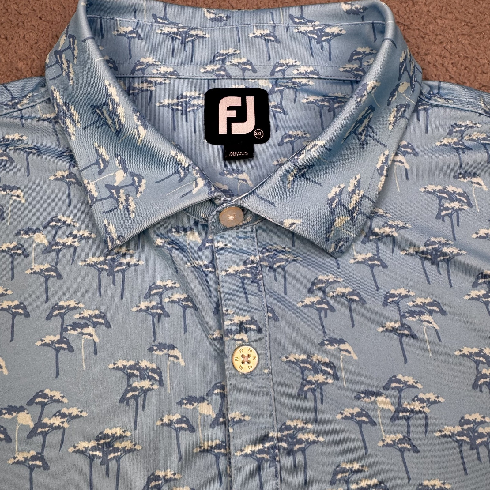121st U.S. Open Golf Shirt Polo Mens 2XL Blue Torrey Pines AOP Performance FJ