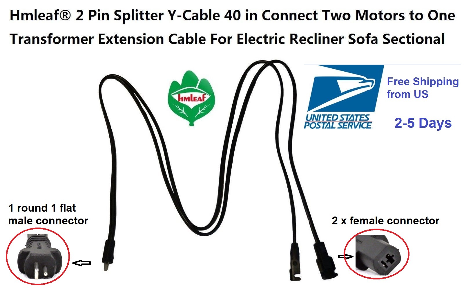 okin Golden Pridelift chair power recliner power supply 2 Pin Splitter Y-Cable