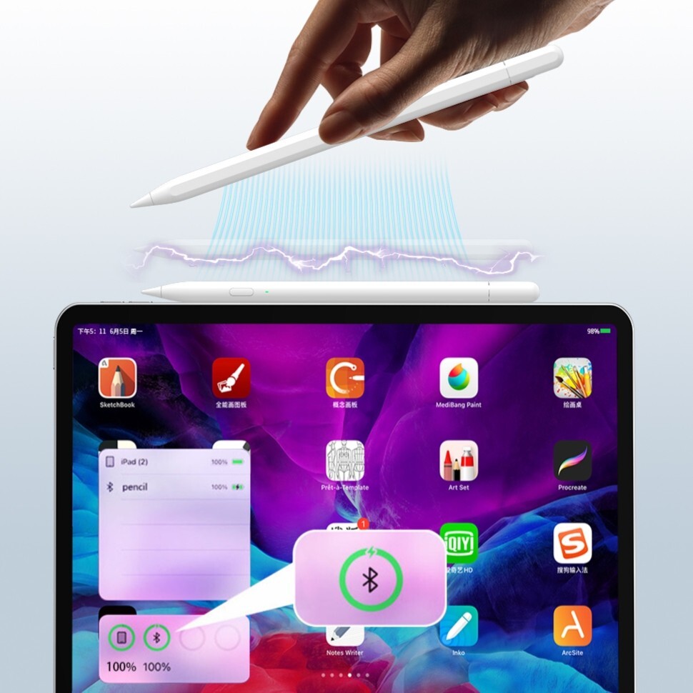 For Apple iPad Pencil 3rd Generation Bluetooth with hidden USB-C charging port