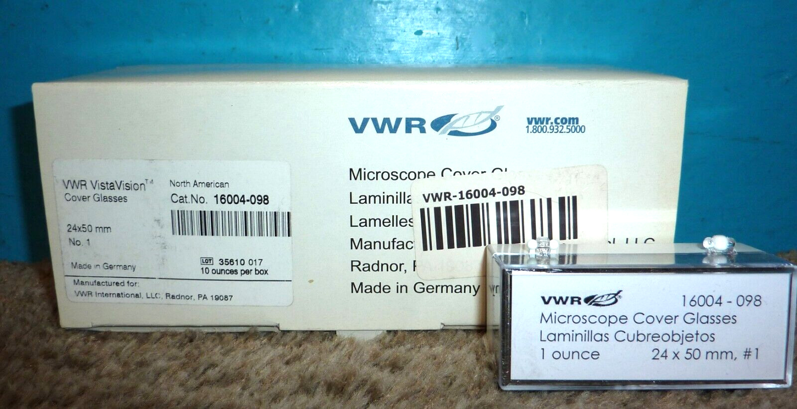 VWR Vista Vision 16004-098 Cover Glasses 20x50mm 10oz Box New