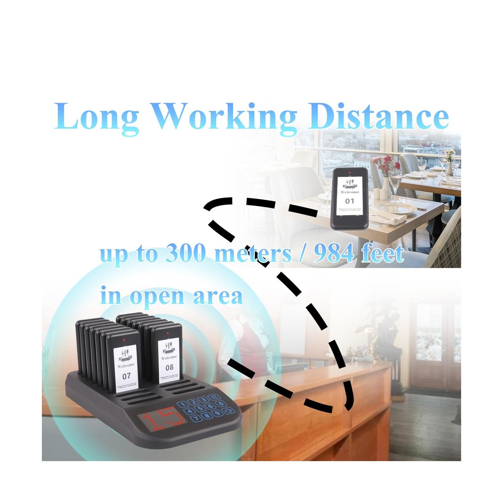 Restaurant Pager System, 20 Beepers, Wireless Calling System Customers Waitin...