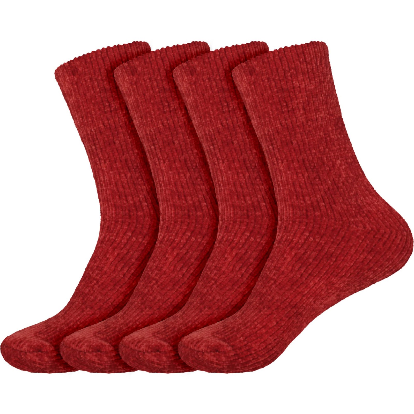 BambooMN Women's Soft Fuzzy Warm Cozy Winter Casual Vintage Thick 4-9, Red