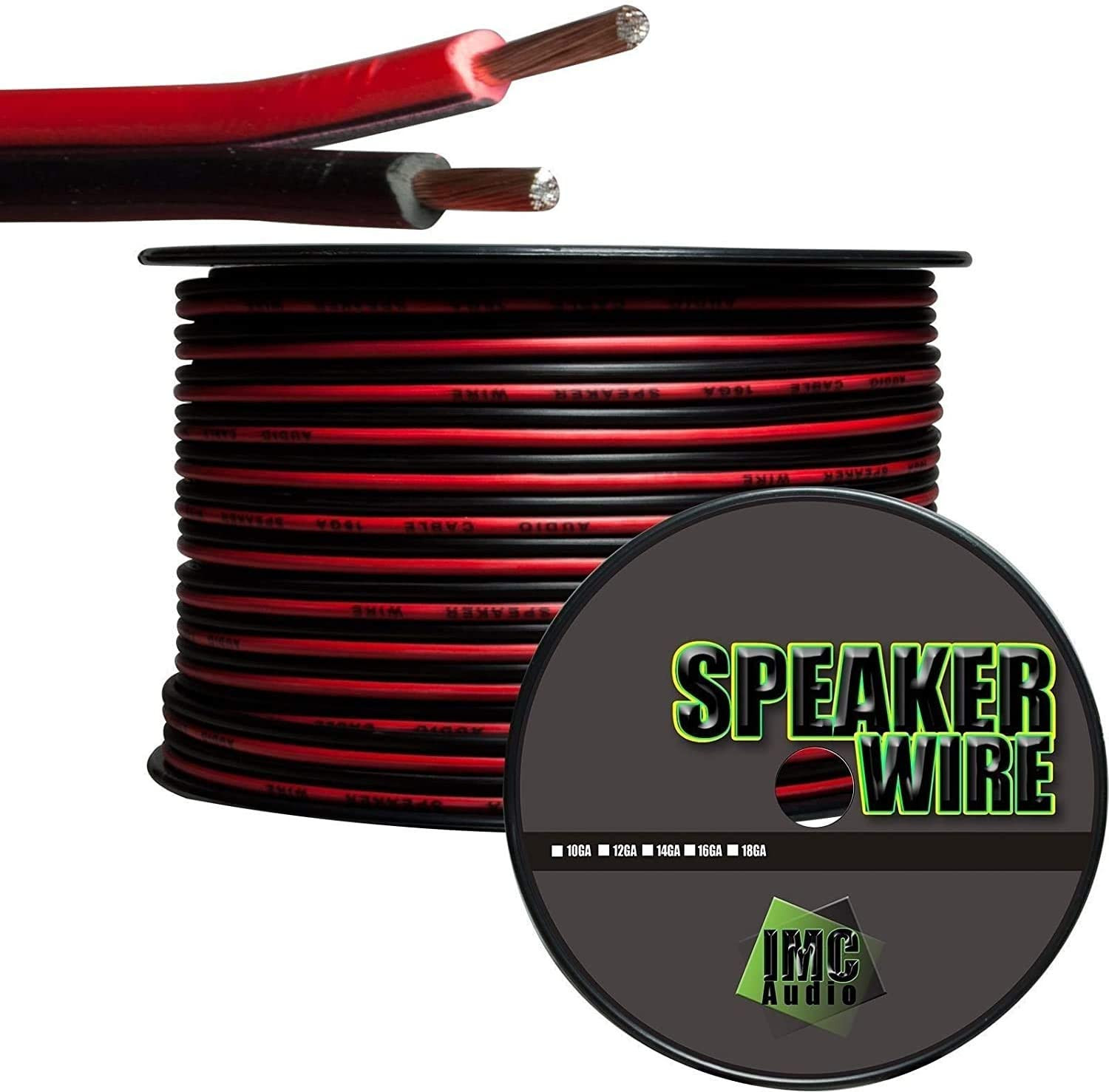 100' Feet 16 Ga Gauge Red Black 2 Conductor Speaker Wire Audio Cable for Car Spe