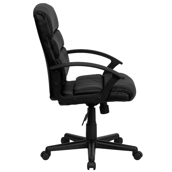 Flash Furniture Go-1004-Bk-Lea-Gg Leather Task Chair, 17-1/2" To 21-1/2", Black