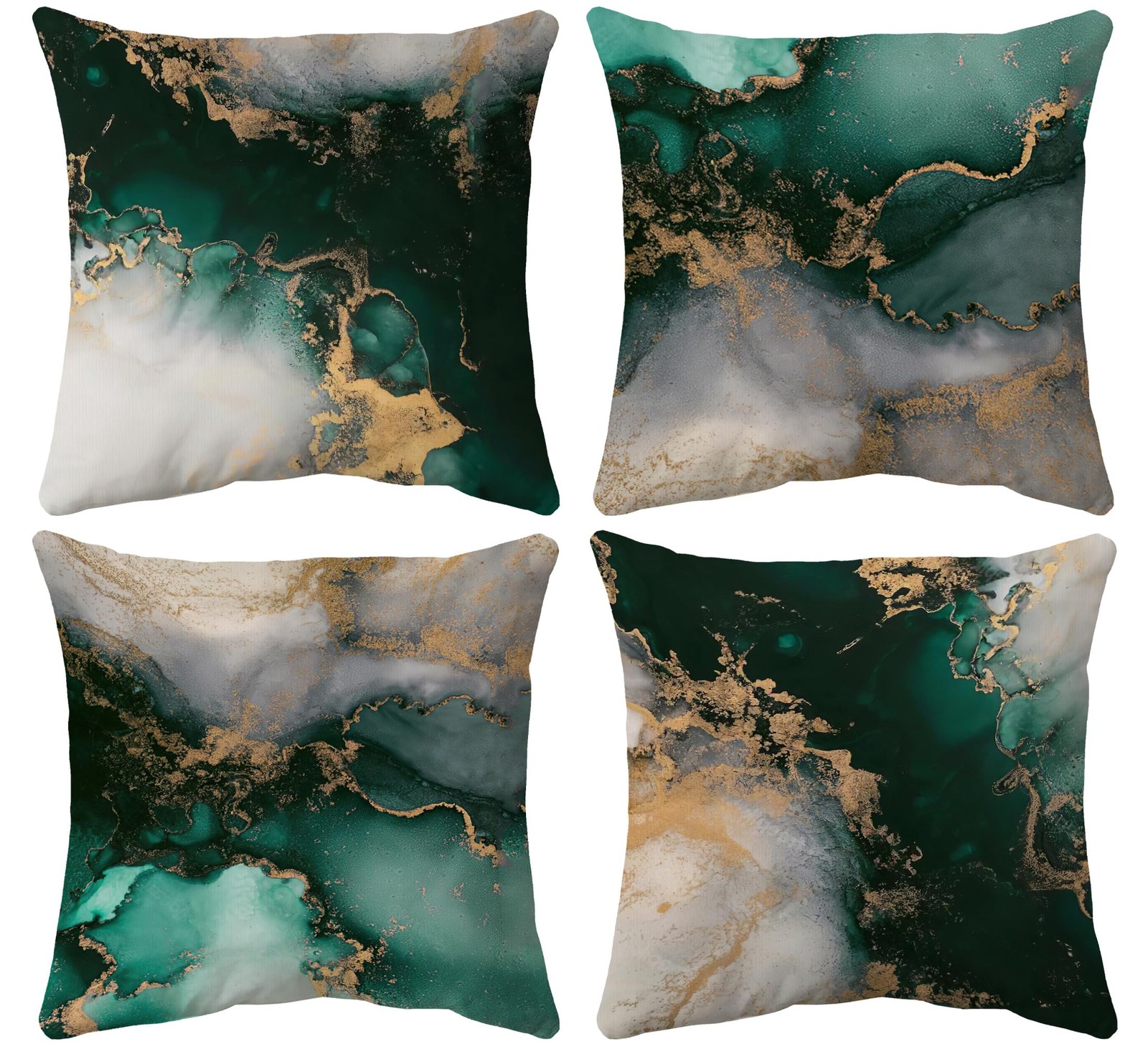 Modern Green Gold Abstract Marble Liquid 18" x (Pack of 1), Green,