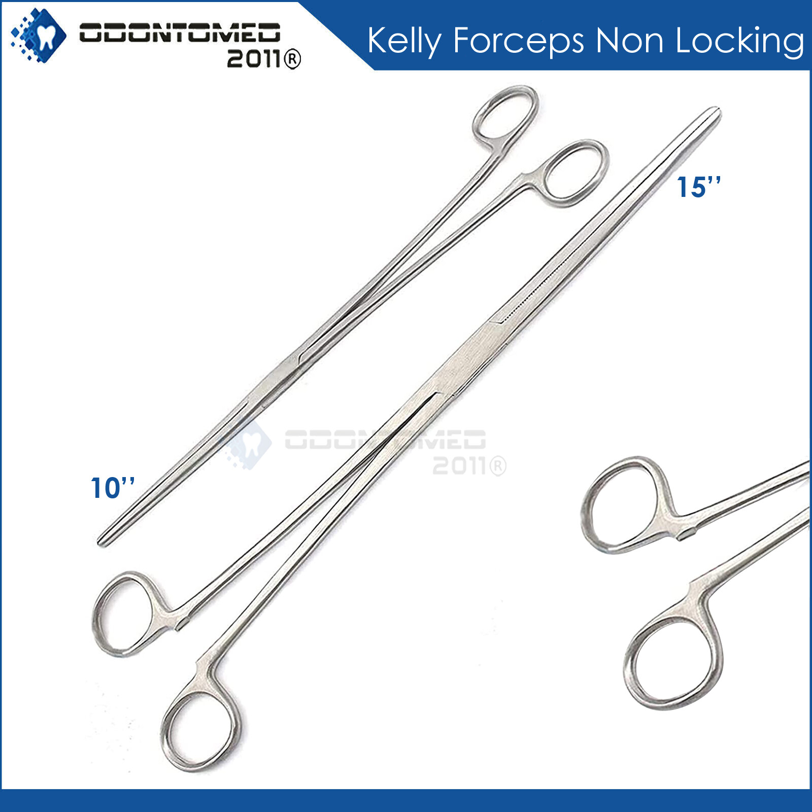 Straight Stainless Steel Halsted Non Locking Forceps / 15'' + 10'' / Kelly Clamp