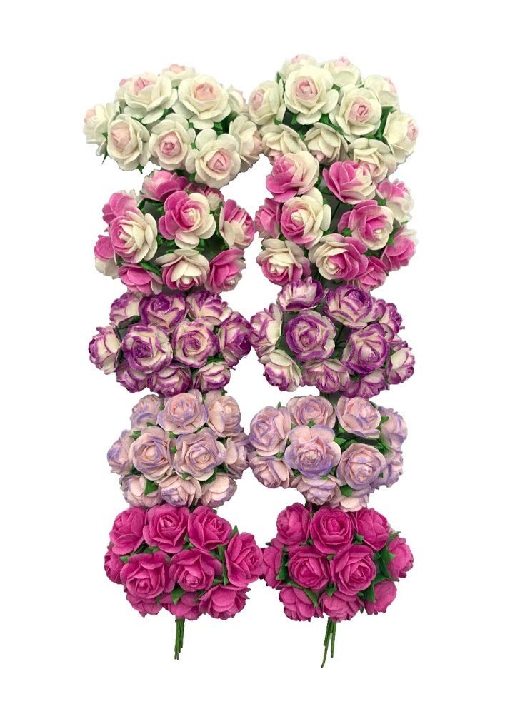 100 pcs Mini Mixed Pink Mulberry Paper Flowers 15-18mm for DIY Crafts & Weddings