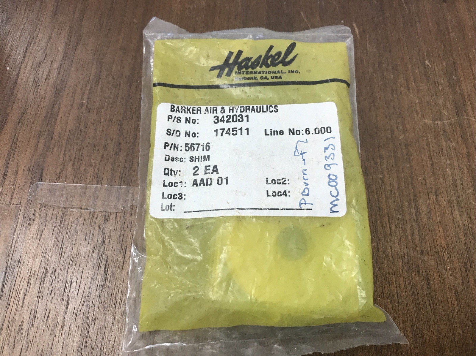 Haskel 56716 Shim Quantity Of 2 Shims