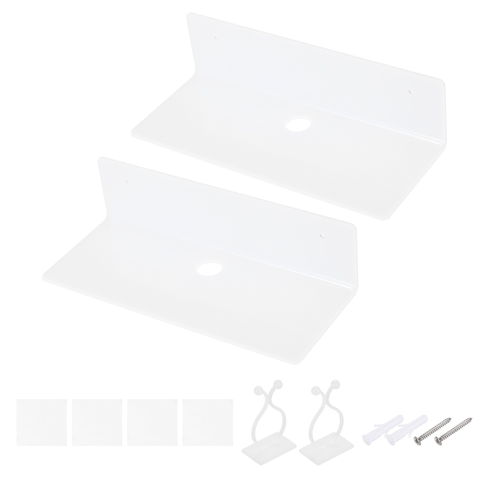 2 Pack Acrylic Shelves for Wall, 9 Inch White Floating Shelves Wall Mount