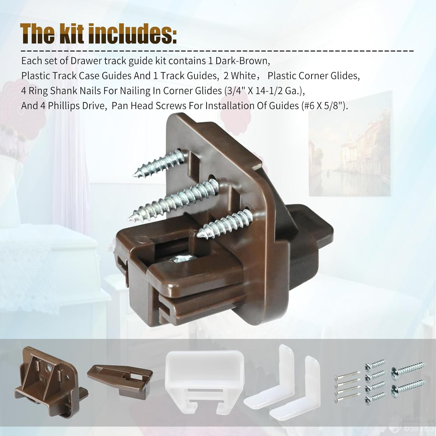 5 Set R-7321 Drawer Track Guide Kit Replacement for Kenlin Rite Trak 1 System