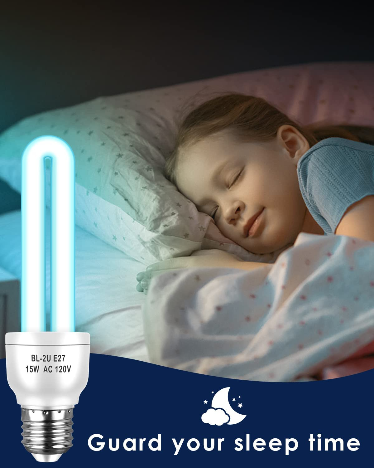 E27 15W 2U Type Bulb, 2 Pack, Compatible with Most Models Indoor Outdoor Lamp