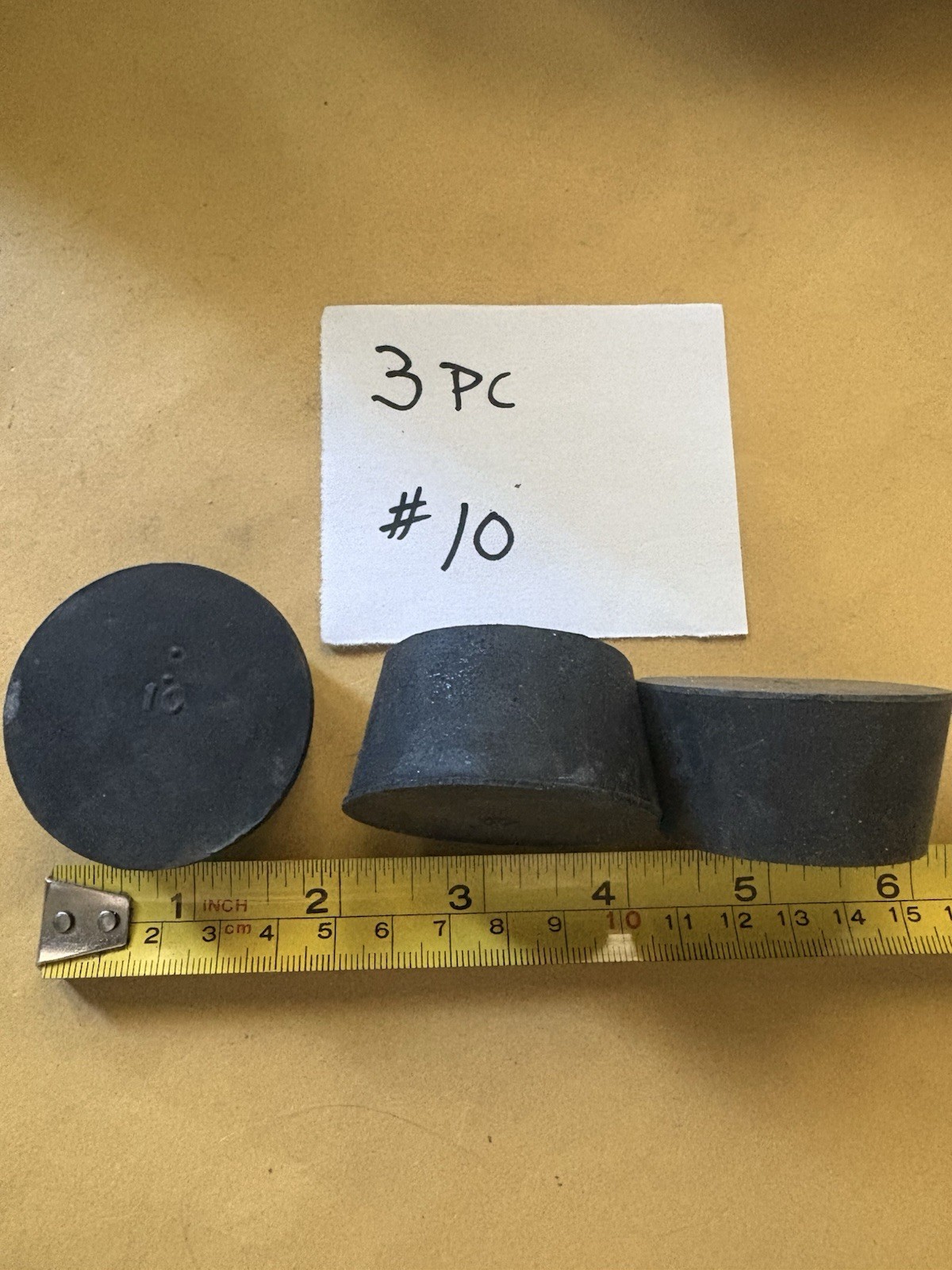 3 Pc  #10.  RUBBER LABORATORY STOPPER Black Rubber Bung Cap for Lab Glass No 1