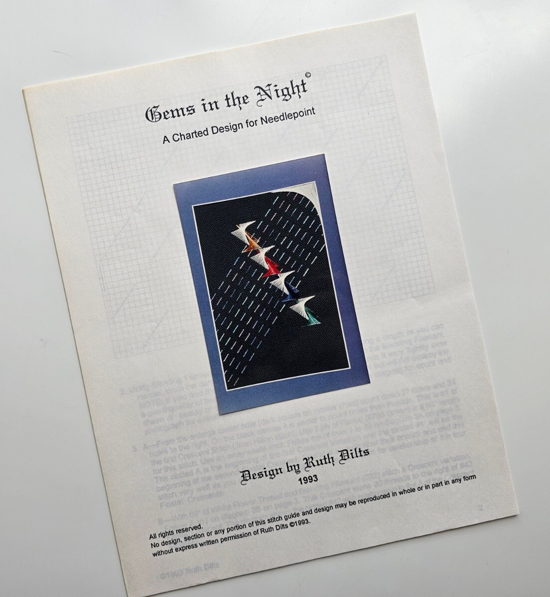 Vintage Ruth Dilts Bems In The Night Embroidery Needlepoint Pattern