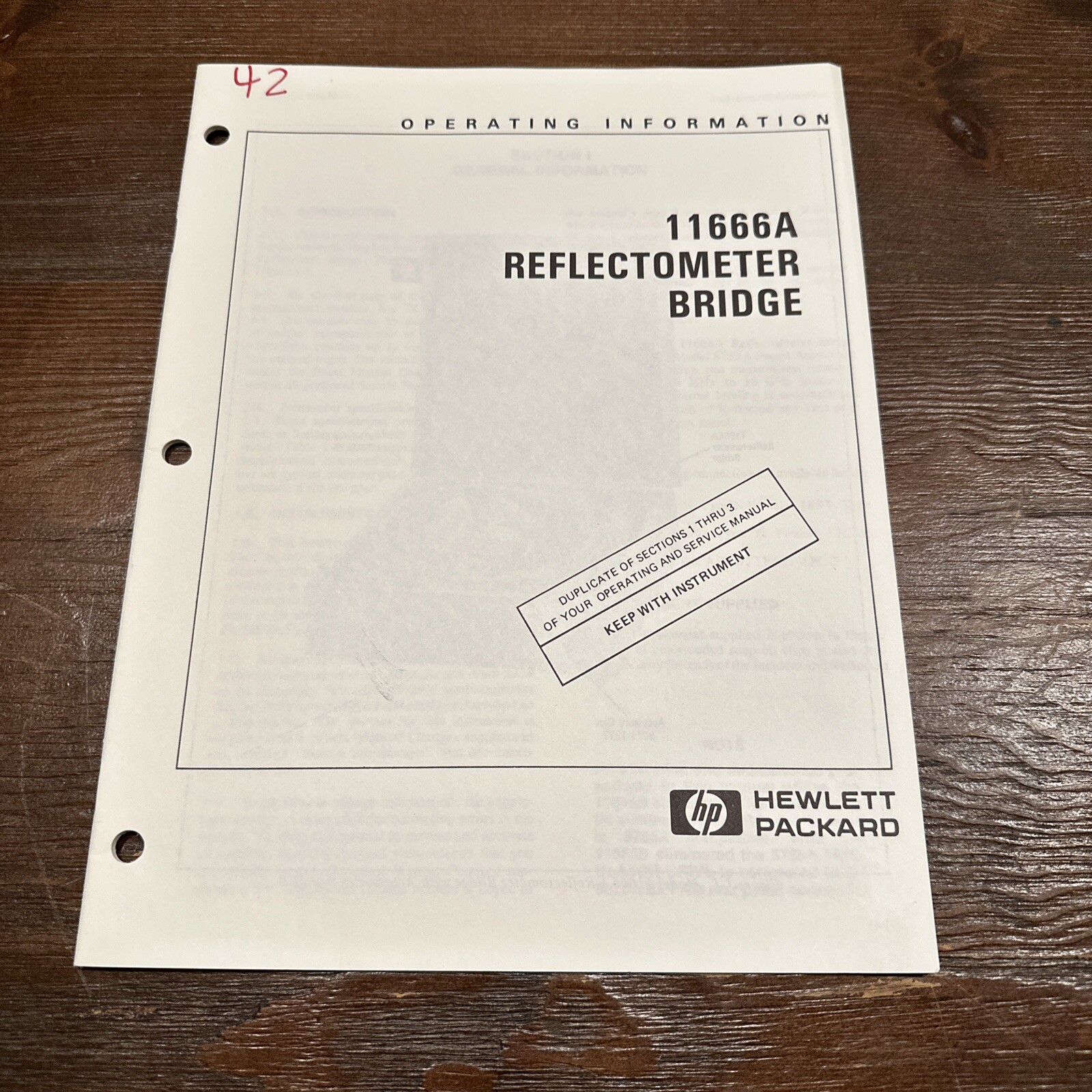 HP 11666A Reflectometer Bridge Operating Information 11666-90002