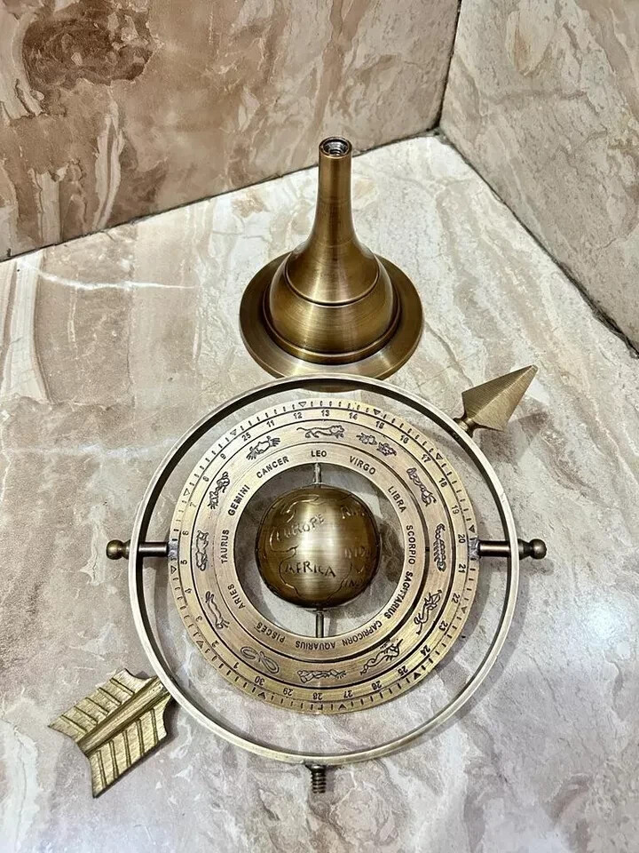 Brass Tabletop Armillary Nautical Sphere World Globe With Base Table
