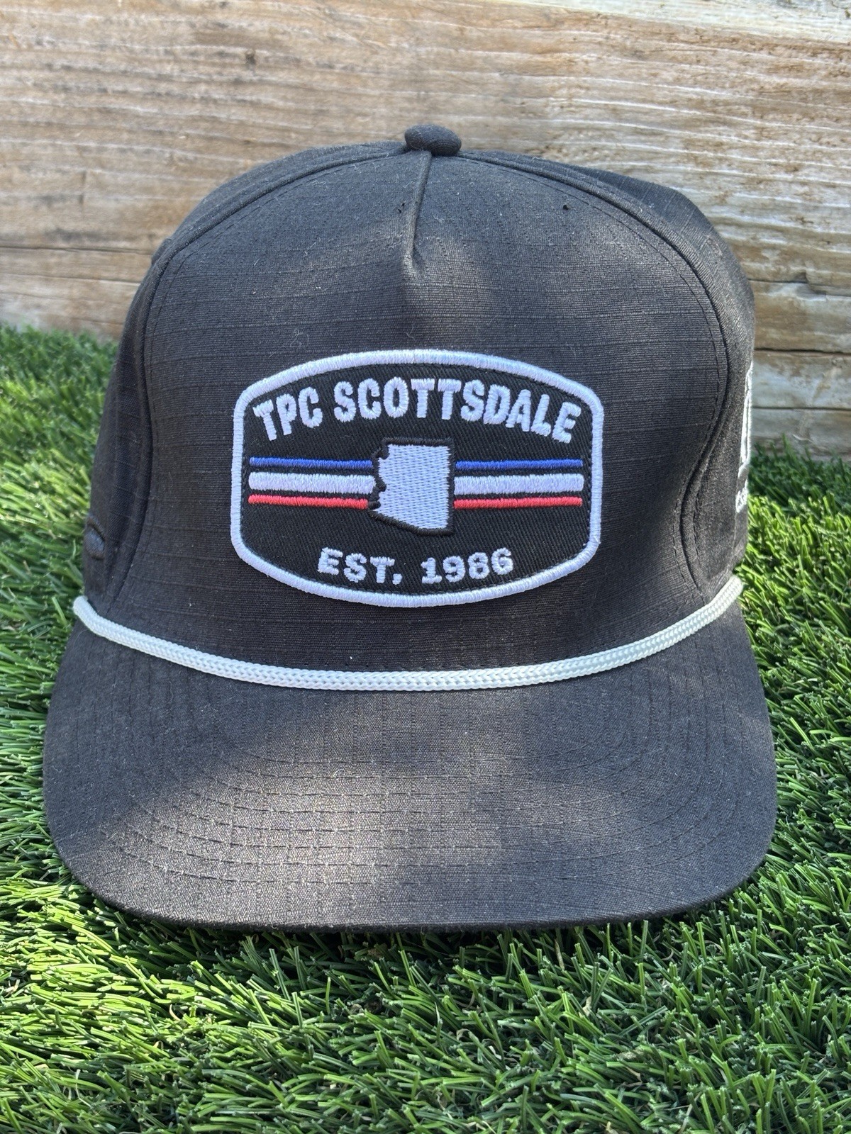 TPC Scottsdale SnapBack Golf Hat Pukka Adjustable Black Rope Hat ~EUC~