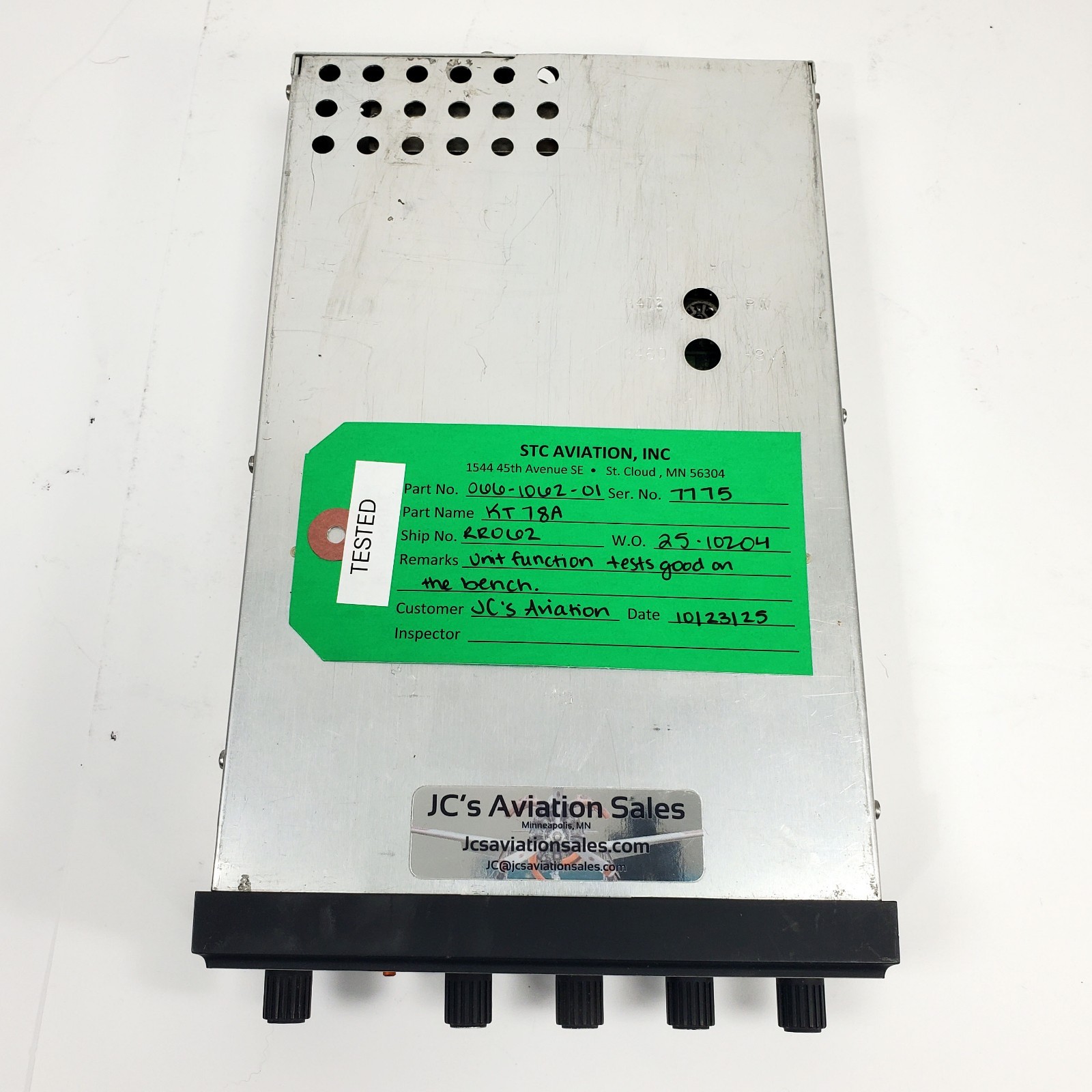 Bendix/King KT78A Transponder 14V 066-1062-01 - Tested Working