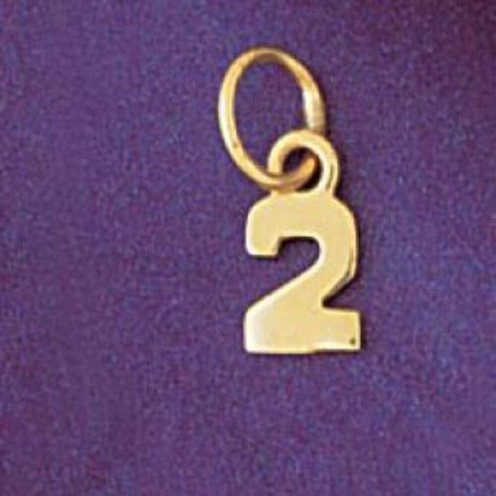 Number 2 Charm Pendant 14k Gold (0.5 Grams)