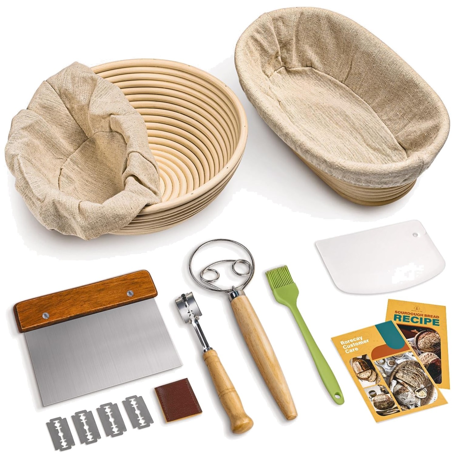 9" Round & 10" Oval Banneton Set with Essential Tools – Bake Perfect Sourdough