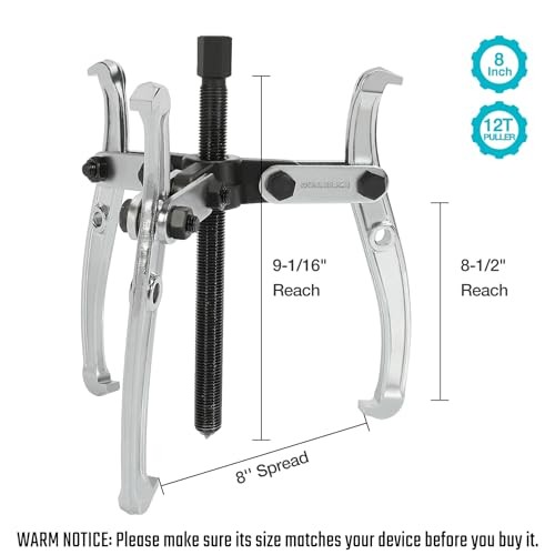 8-Inch 3-Jaw Gear Puller, Removal Tool for Gears, 8-Inch (assembly required)