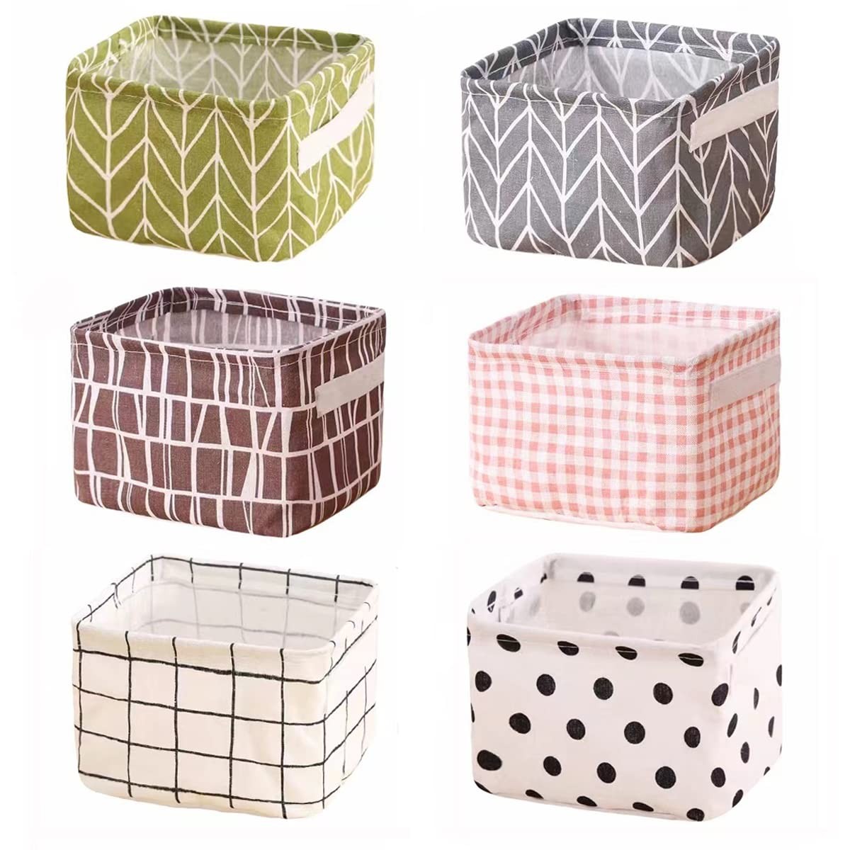 Foldable Storage Basket -Set of 6 Small Collapsible Canvas Containers Organizers