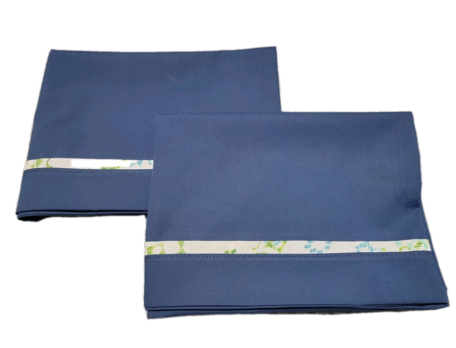 Set of 2 Dark Blue Polycotton Pillowcases. 20 X 29 Standard