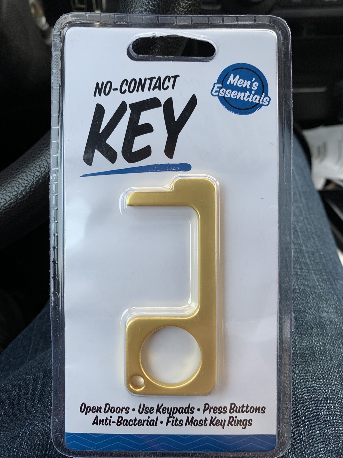 Anti Virus No Contact Door Opener Button Pusher Gold Clean Key Keychain (2 Pcs)