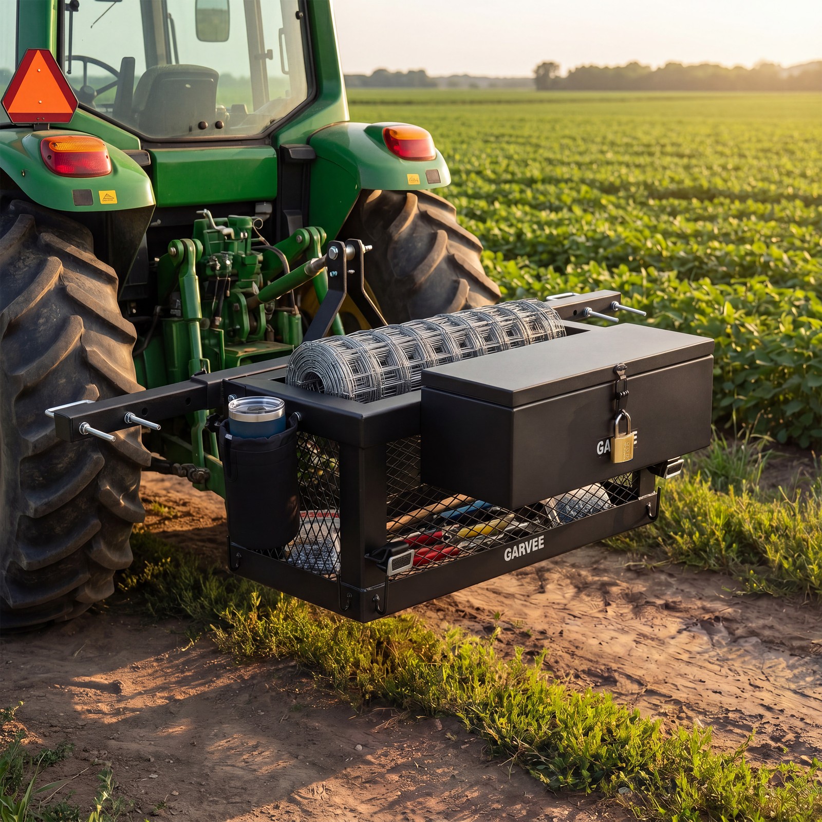 24x 10x 10 Heavy Duty Tractor Tool Box Tractor Basket Toolbox  for Most Tractors