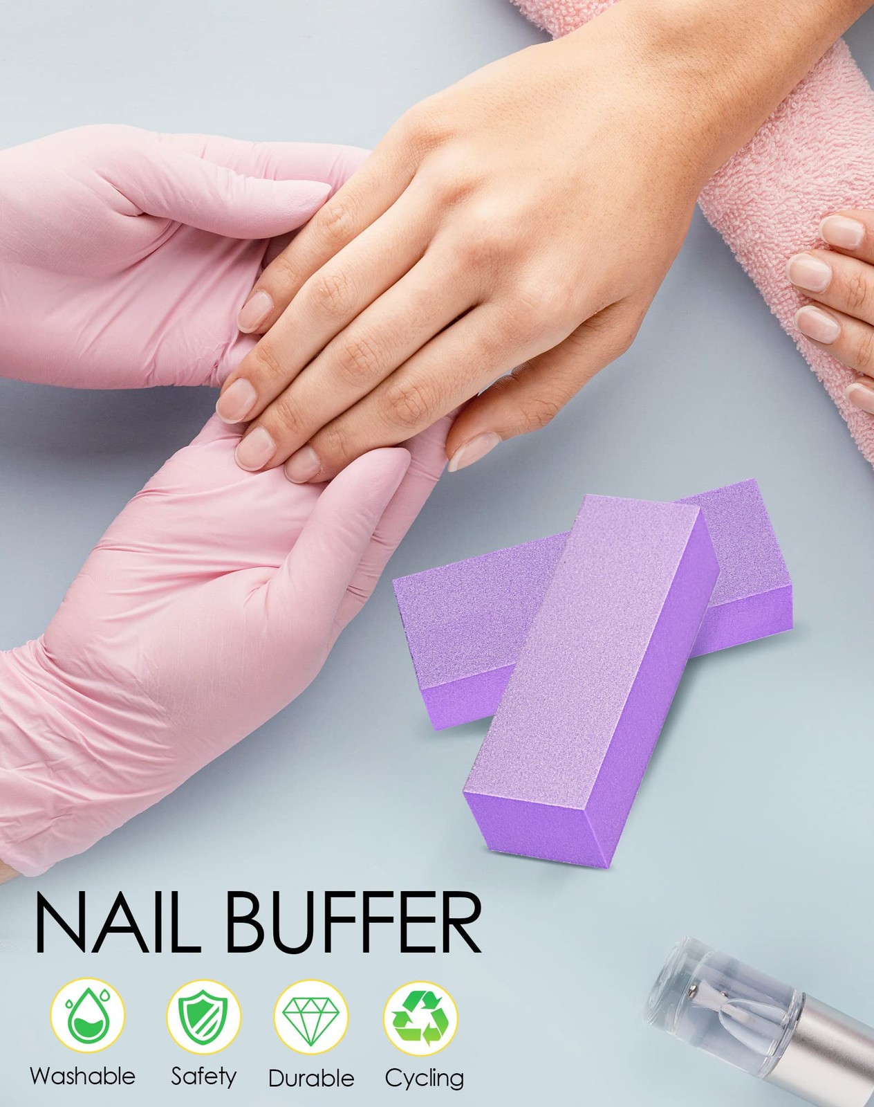 Maryton Nail Buffer Block, Purple - 5ct - Finishing Buffer,