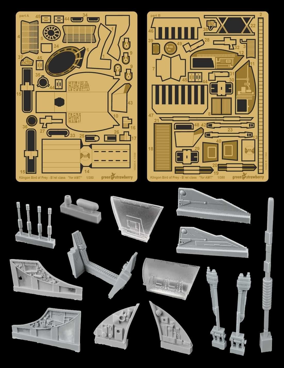 Green Strawberry 1/350 Star Trek Klingon Bird of Prey B'rel class details set