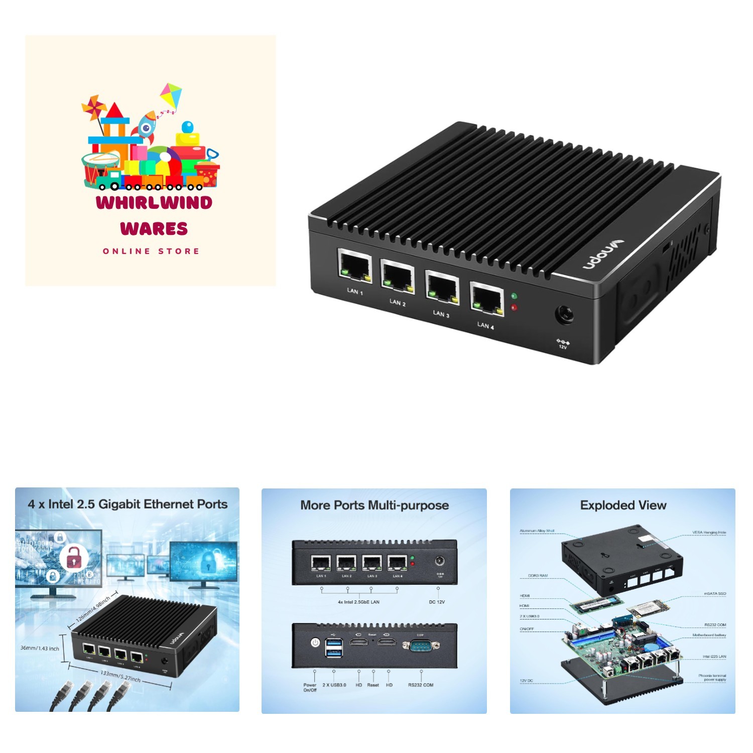 Compact Fanless Firewall Router with 240GB SSD - Ideal Network Gateway Solution