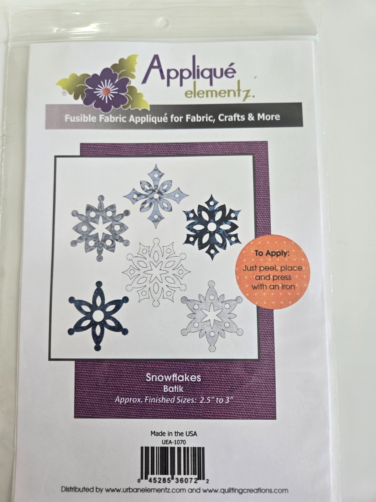 Snowflake Batiks Fusible Fabric Applique' for Fabric, Crafts & More