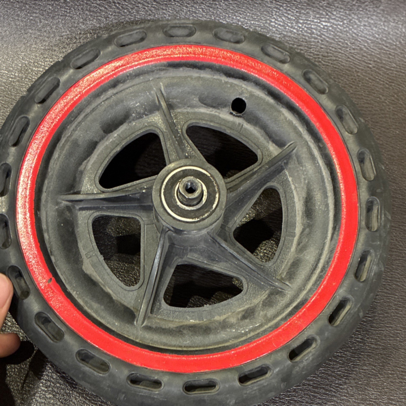 Black Red 5-Spoke Stroller Replacement Wheel Rubber Tires with Bearings Trim