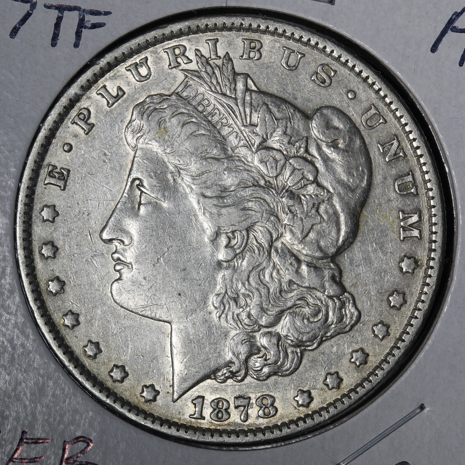 1878 7TF Morgan Silver Dollar AU E321 WEB
