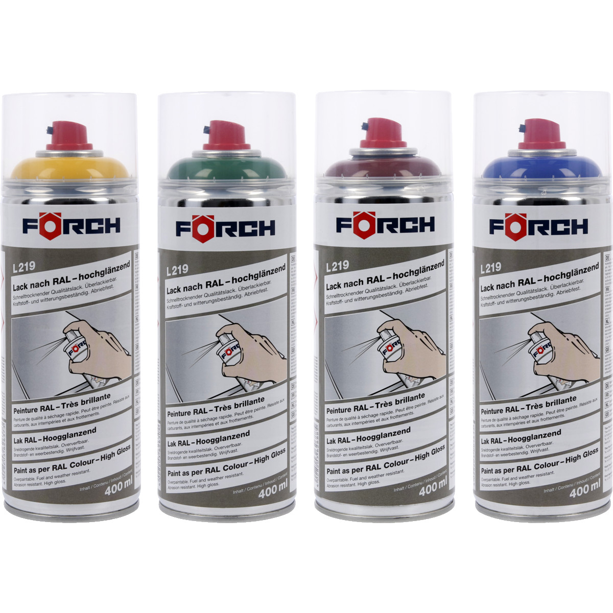 Paint according to RAL colors high gloss L219 RAL7035 Förch 400 ml 62102616