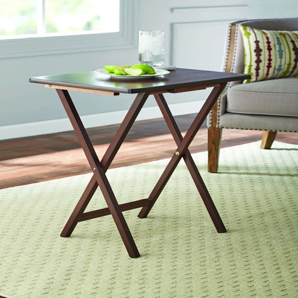 (2 Packs) Folding TV Tray Table Set in Walnut 19 X 15 X 26 Inch