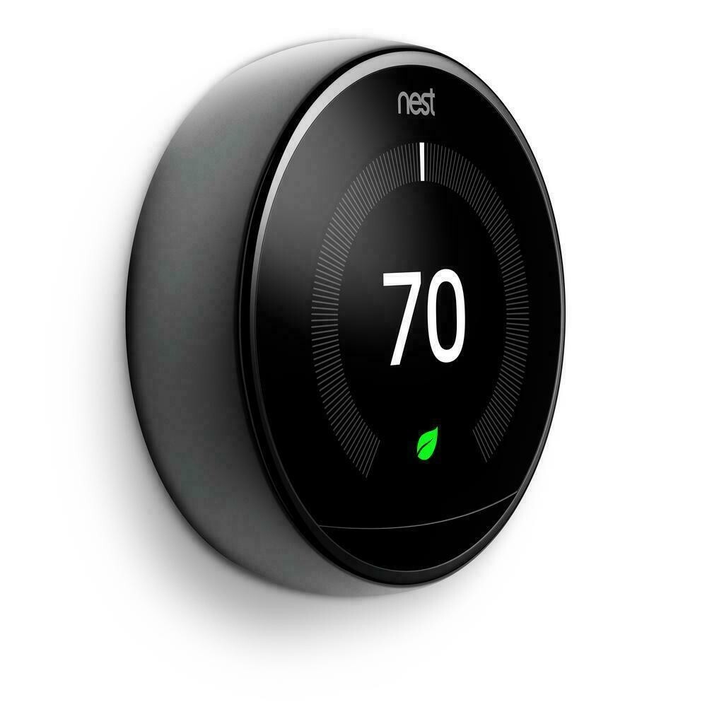Google Nest T3018US 3rd Generation Programmable Thermostat w/Base- Mirror Black