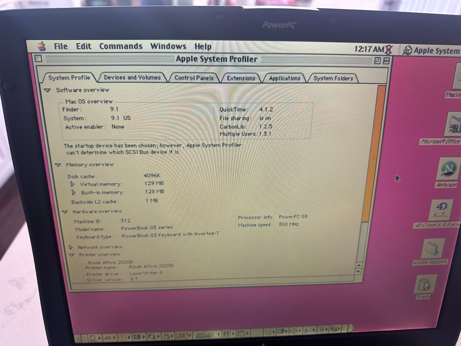 Apple PowerBook Walstreet PDQ Vintage Laptop 300MHZ 128MB 8GB OS9.1 Working READ