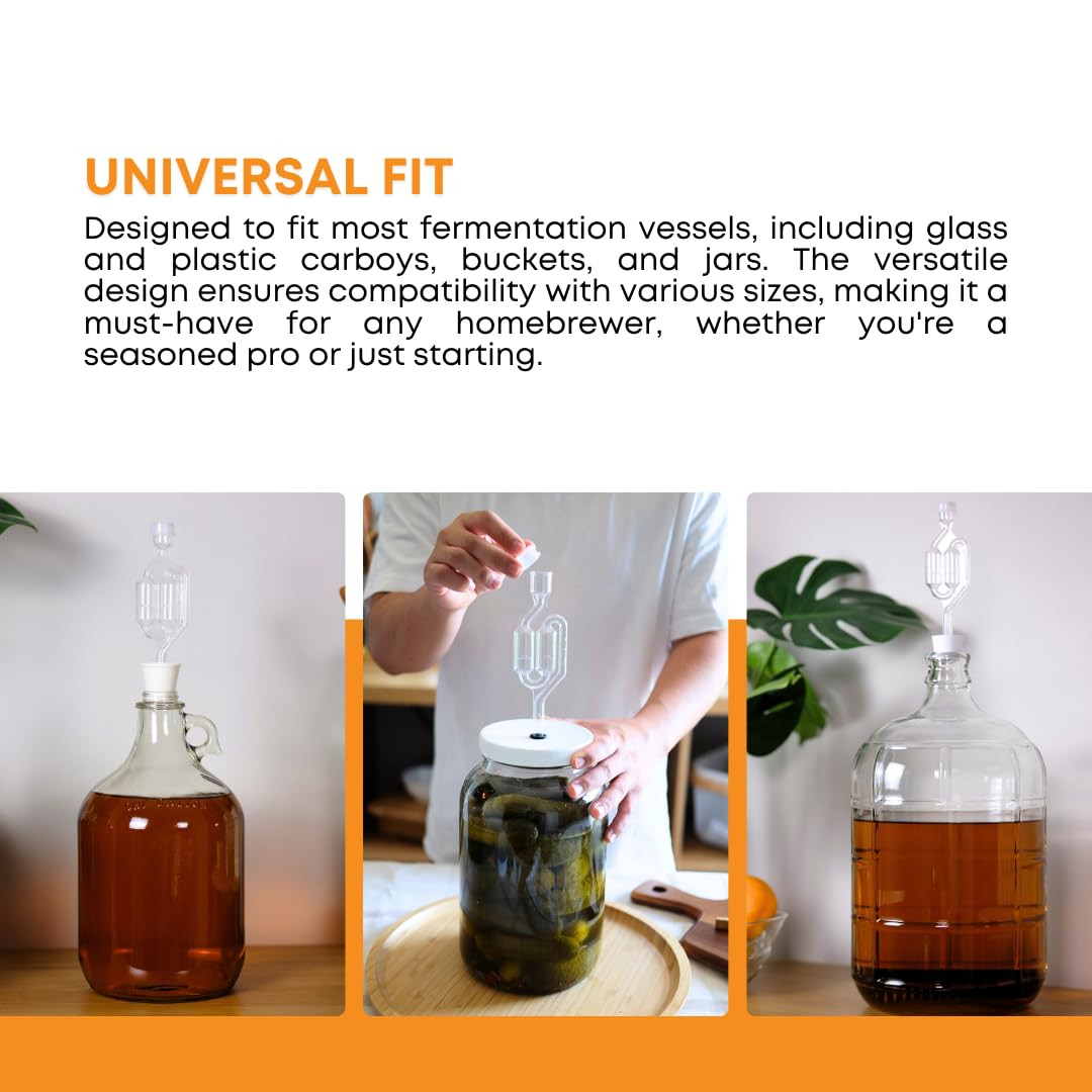 2 Pack Automatic Clear Airlock Bubbler Bottle Opener for Fermentation