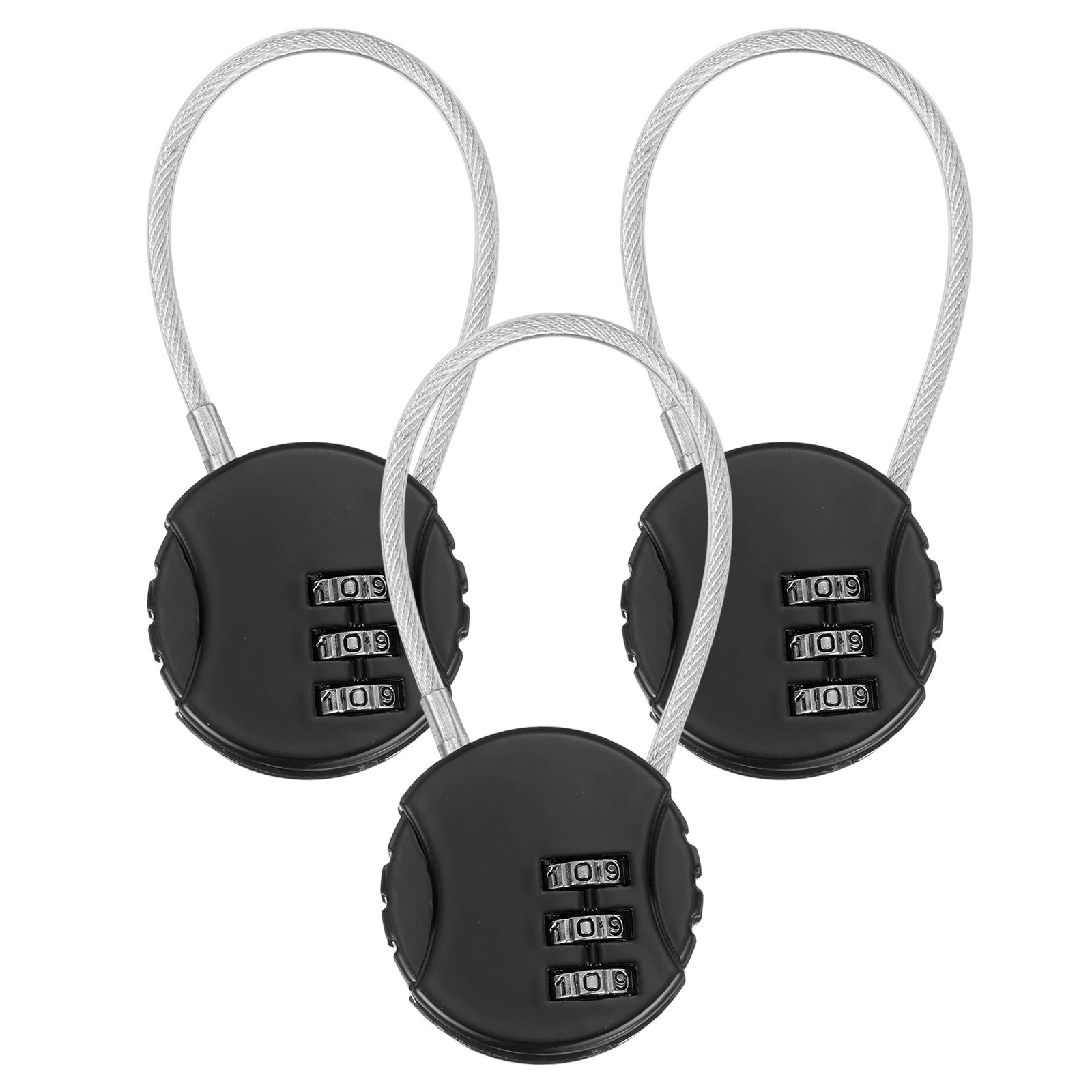 3-Pack Combination Locker Lock, 3 Digit Padlock for Gym/Luggage [Black]