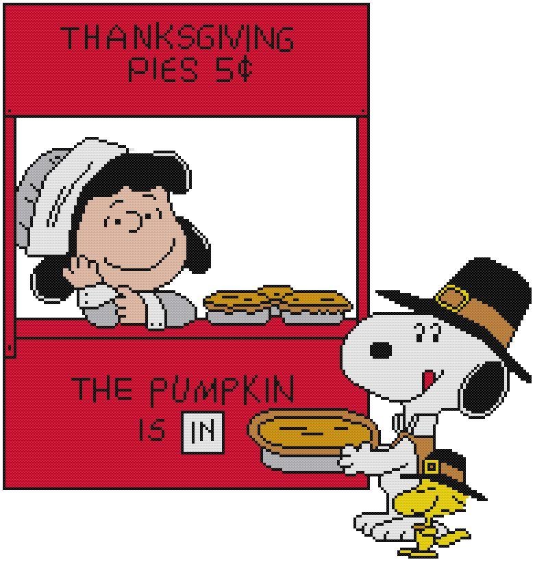 CROSS STITCH+ CRAFT PATTERN Lucy Booth Snoopy Woodstock Thanksgiving Pumpkin Pie