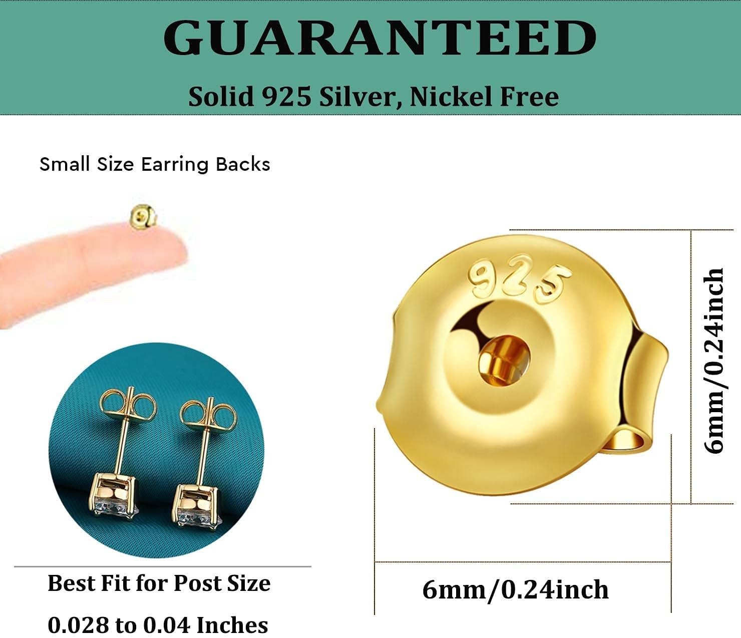 6PAIRS 14K Gold Earring Backs Replacement Ear Locking for Stud Earrings NEW